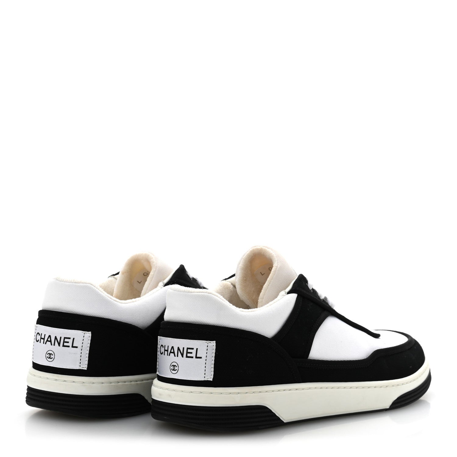Chanel Fabric Womens Logo Sneakers 39.5 Black White 5 of 9