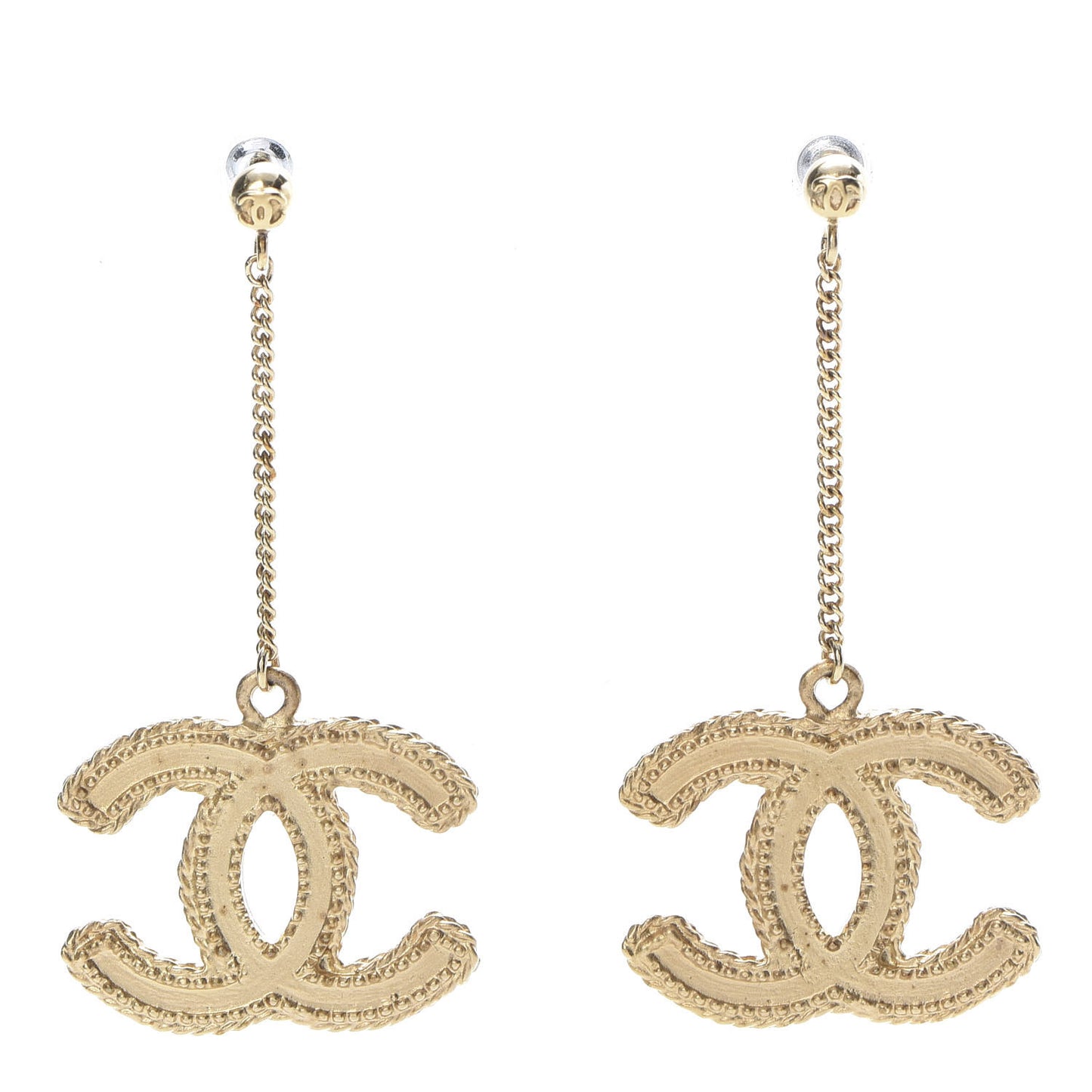 CC Drop Earrings Matte Gold