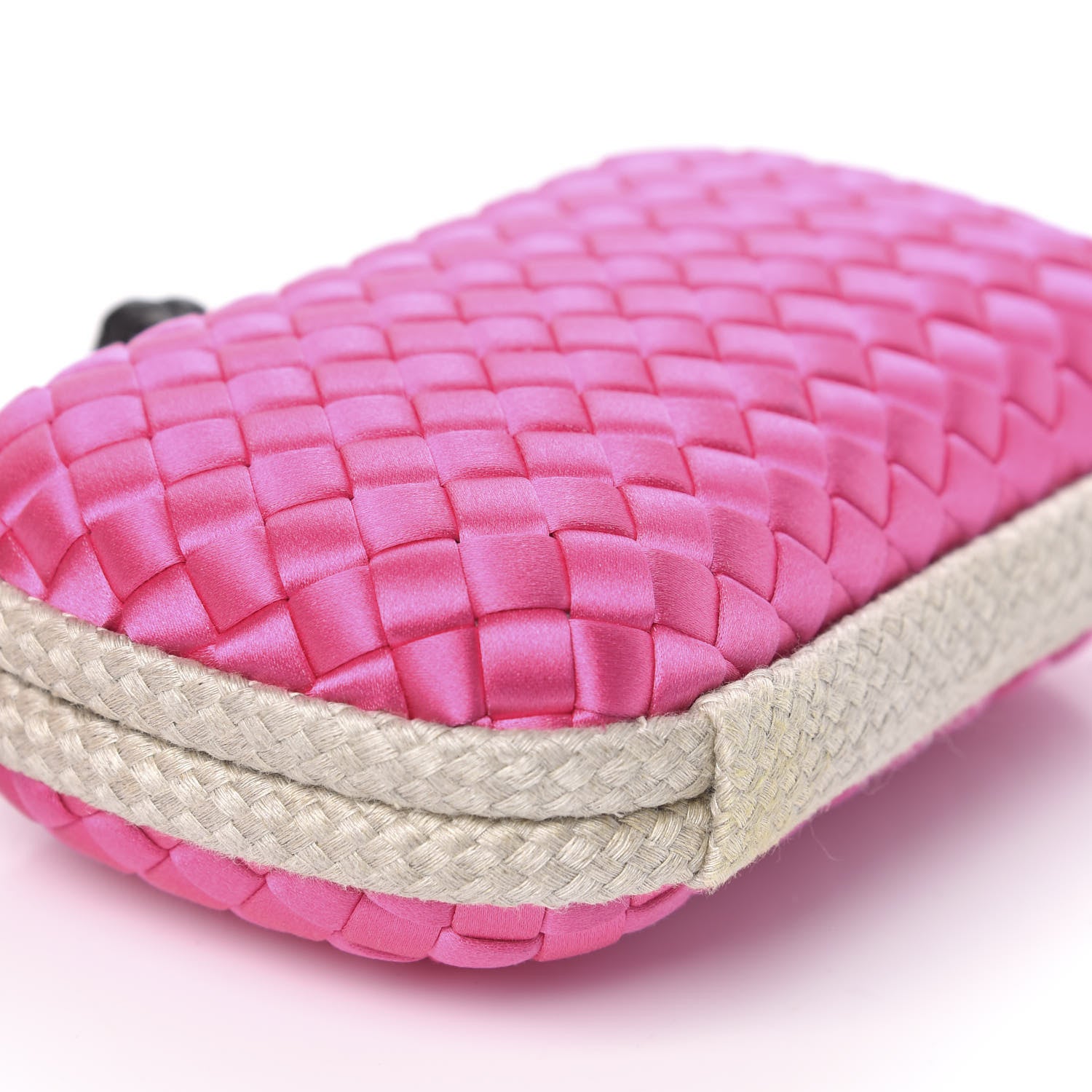 Bottega Veneta Satin Intreccio Impero Knot Clutch Rosa Shock 8 of 9