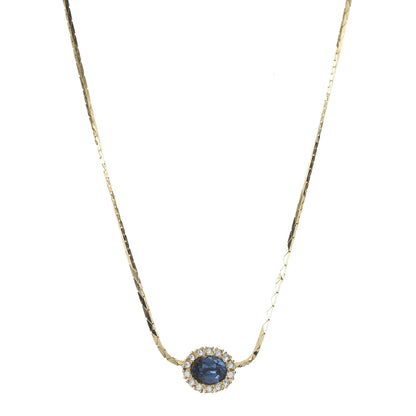 Christian Dior Crystal Chain Necklace Gold Blue 1 of 6