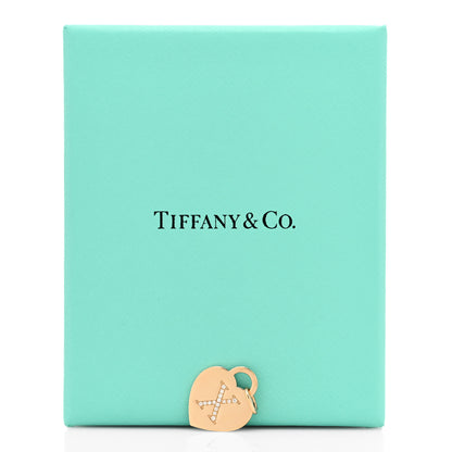 Tiffany 18K Rose Gold Diamond Tiffany Letter X Heart Tag Charm 4 of 4