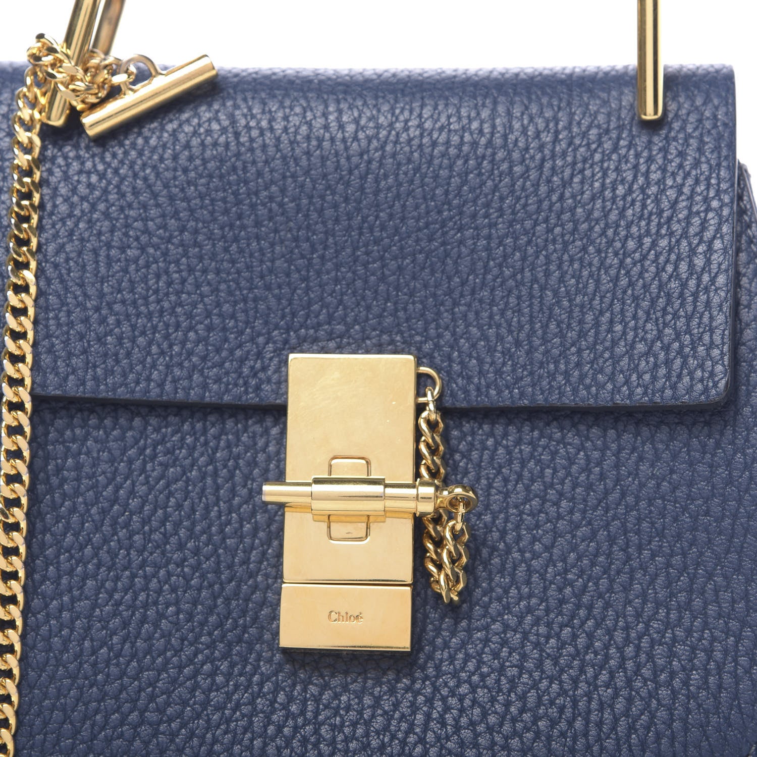 Chloe Grained Lambskin Mini Drew Shoulder Bag Royal Navy 9 of 9