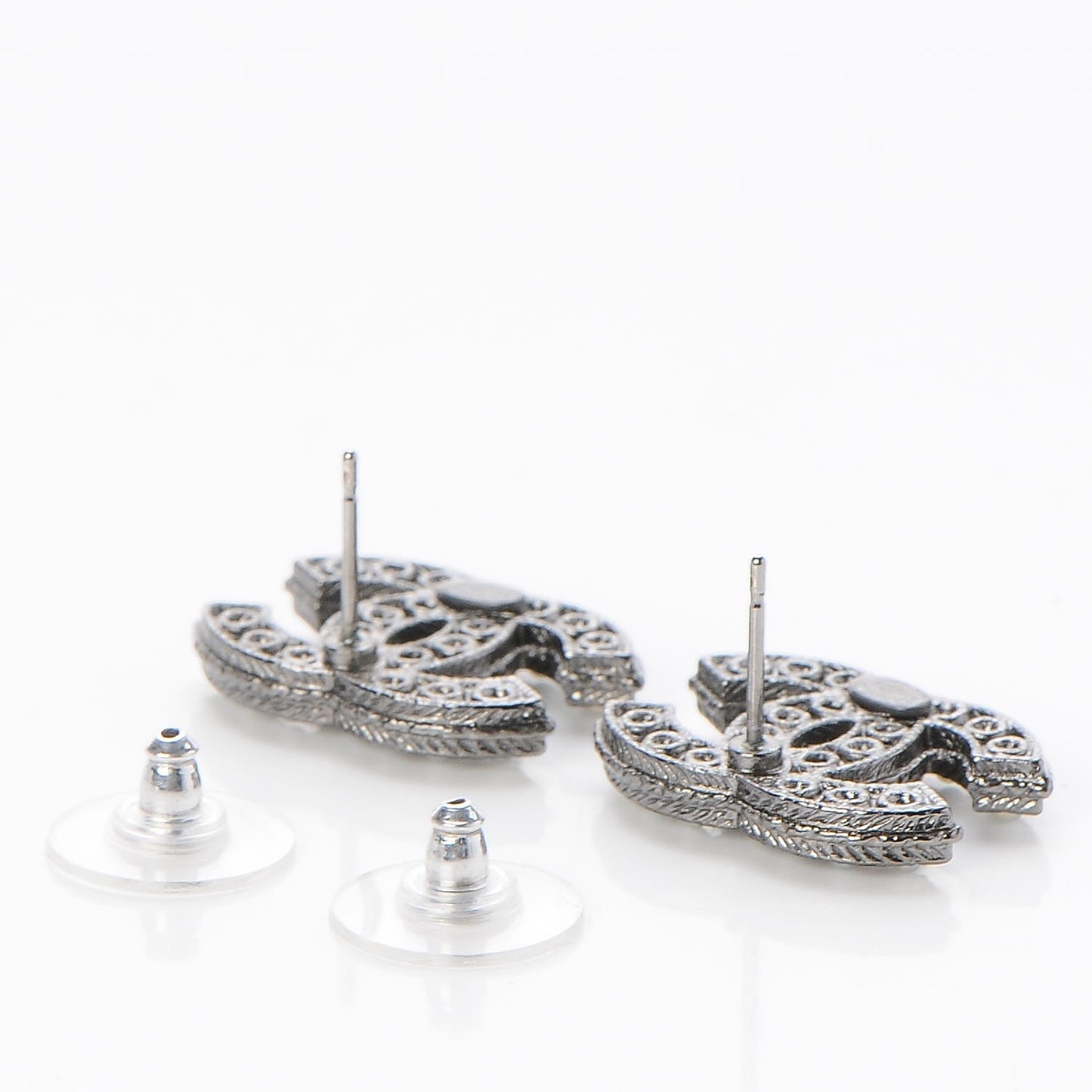 Pearl CC Earrings Dark Silver
