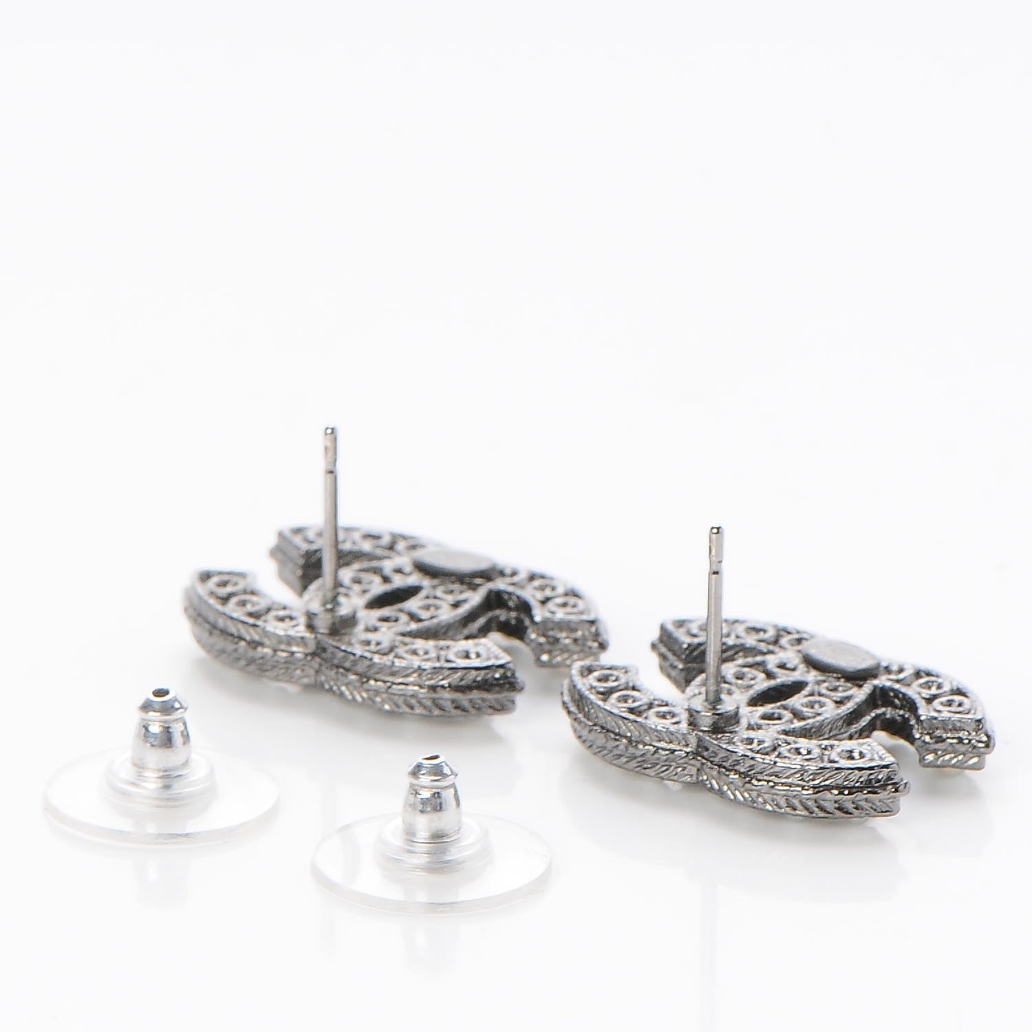 Chanel Pearl CC Earrings Dark Silver 3 of 4