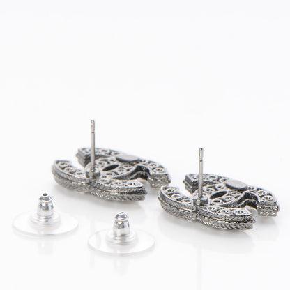 Chanel Pearl CC Earrings Dark Silver 3 of 4
