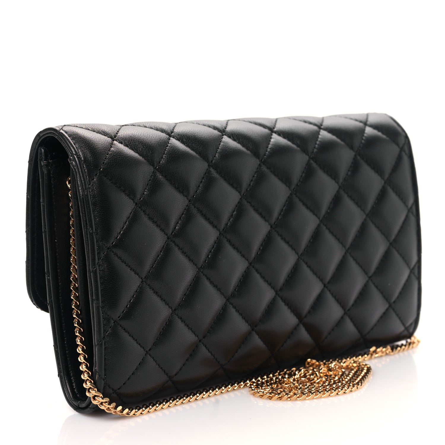 Versace Lambskin Quilted Medusa Wallet on Chain Crossbody Black 3 of 8