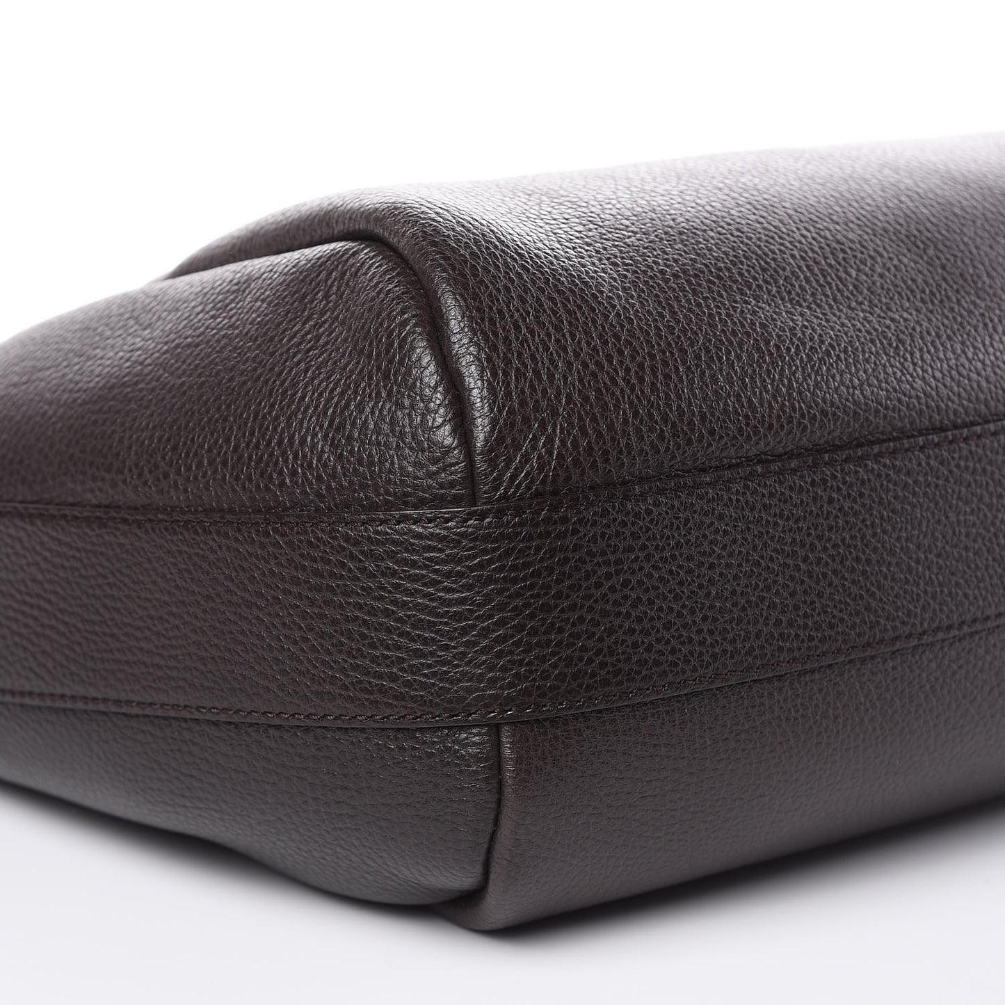 Grained Calfskin Bamboo Bar Hobo Dark Brown