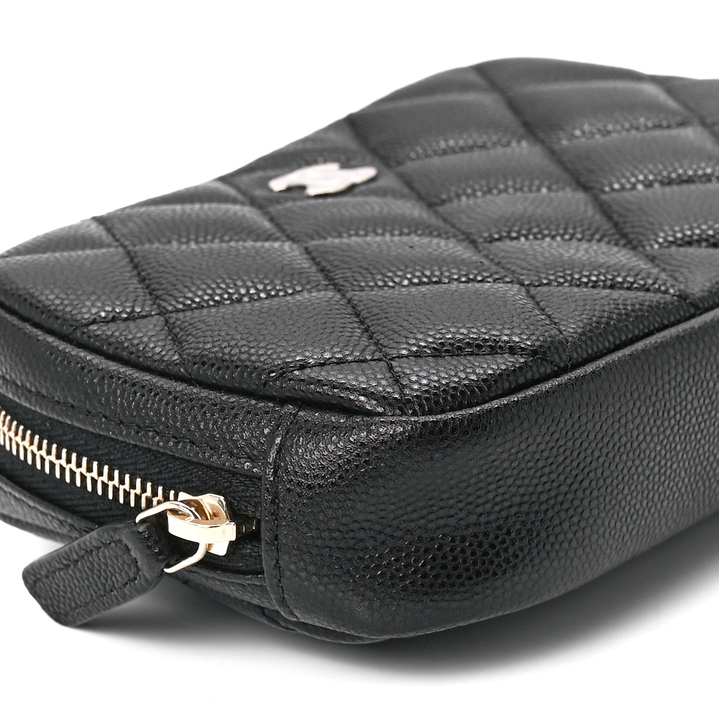 Caviar Quilted Curvy Pouch Cosmetic Case Black