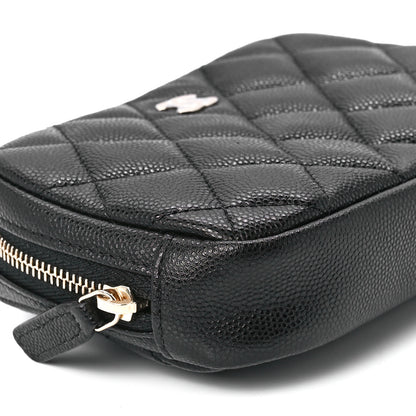 Chanel Caviar Quilted Curvy Pouch Cosmetic Case Black 10 of 12