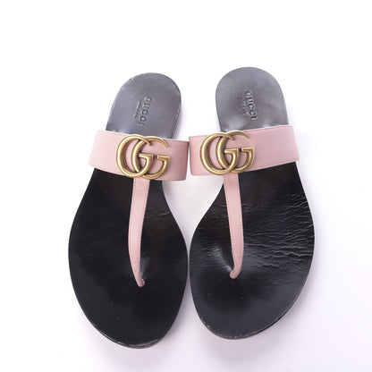 Gucci Calfskin GG Marmont Thong Sandals 37.5 Perfect Pink 6 of 10
