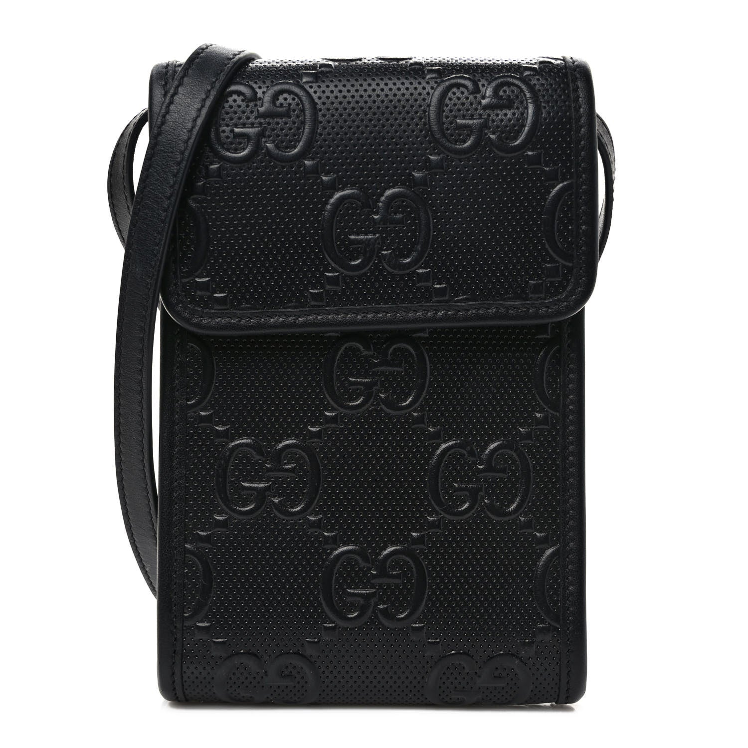 Gucci Calfskin GG Tennis Embossed Mini Crossbody Bag Black 1 of 9