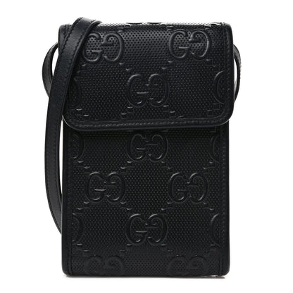 Gucci Calfskin GG Tennis Embossed Mini Crossbody Bag Black 1 of 9