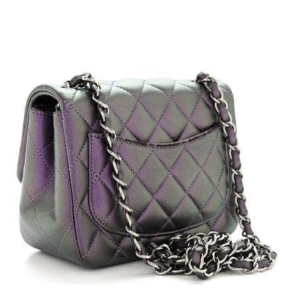 Chanel Iridescent Lambskin Quilted Mini Square Flap Dark Purple 3 of 11