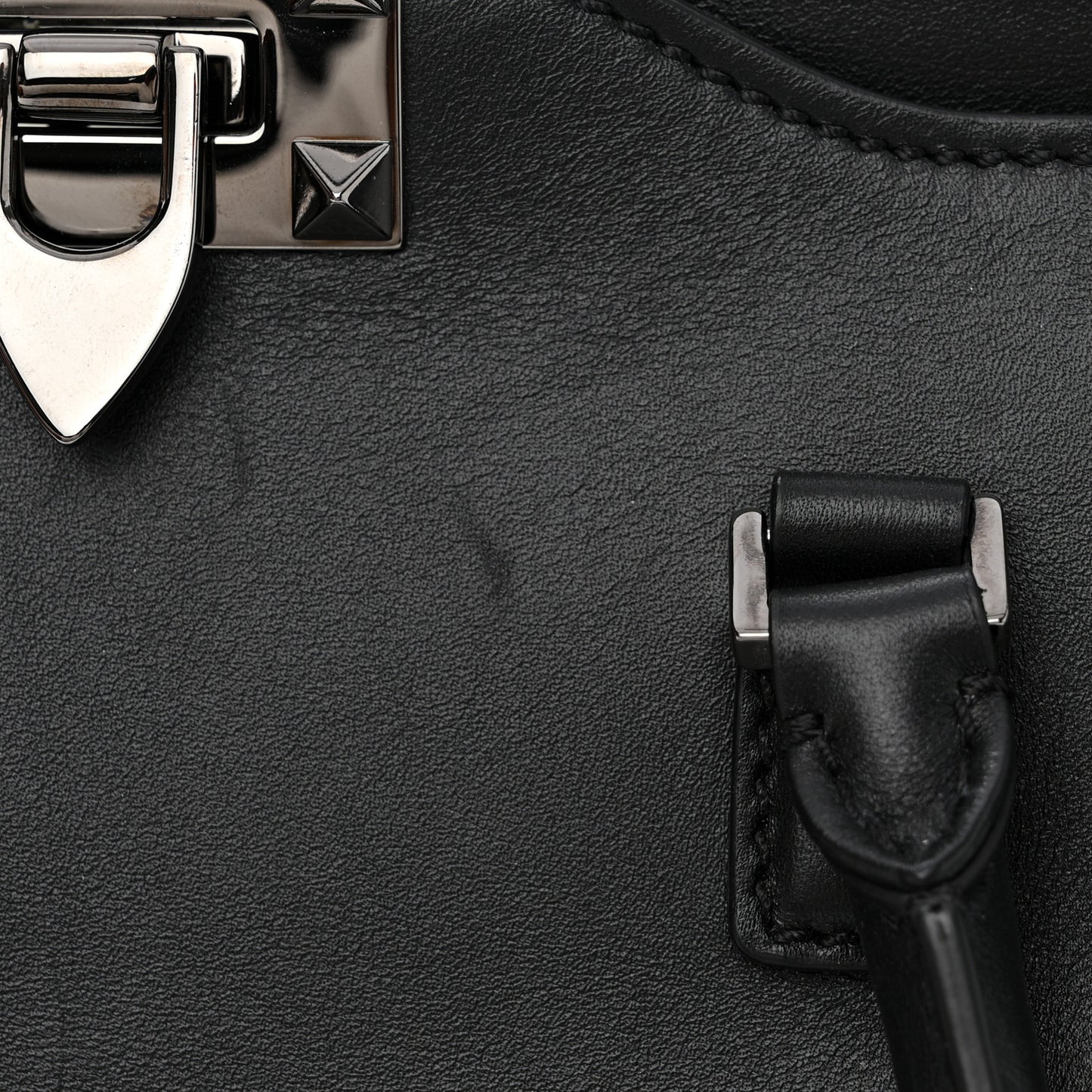 Vitello Rockstud Double Handle Tote Black