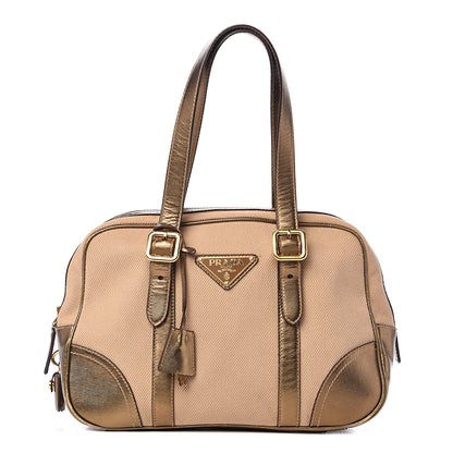 Prada Metallic Saffiano Canvas Bowler Bronzo 1 of 9