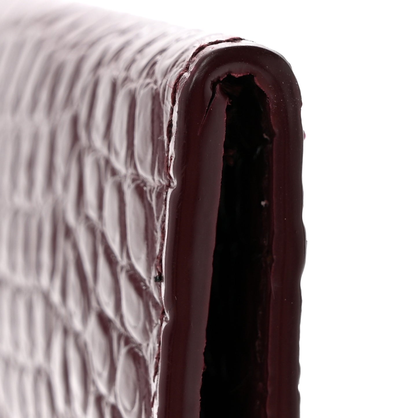 Calfskin Crocodile Embossed Uptown Monogram Clutch Rouge Legion