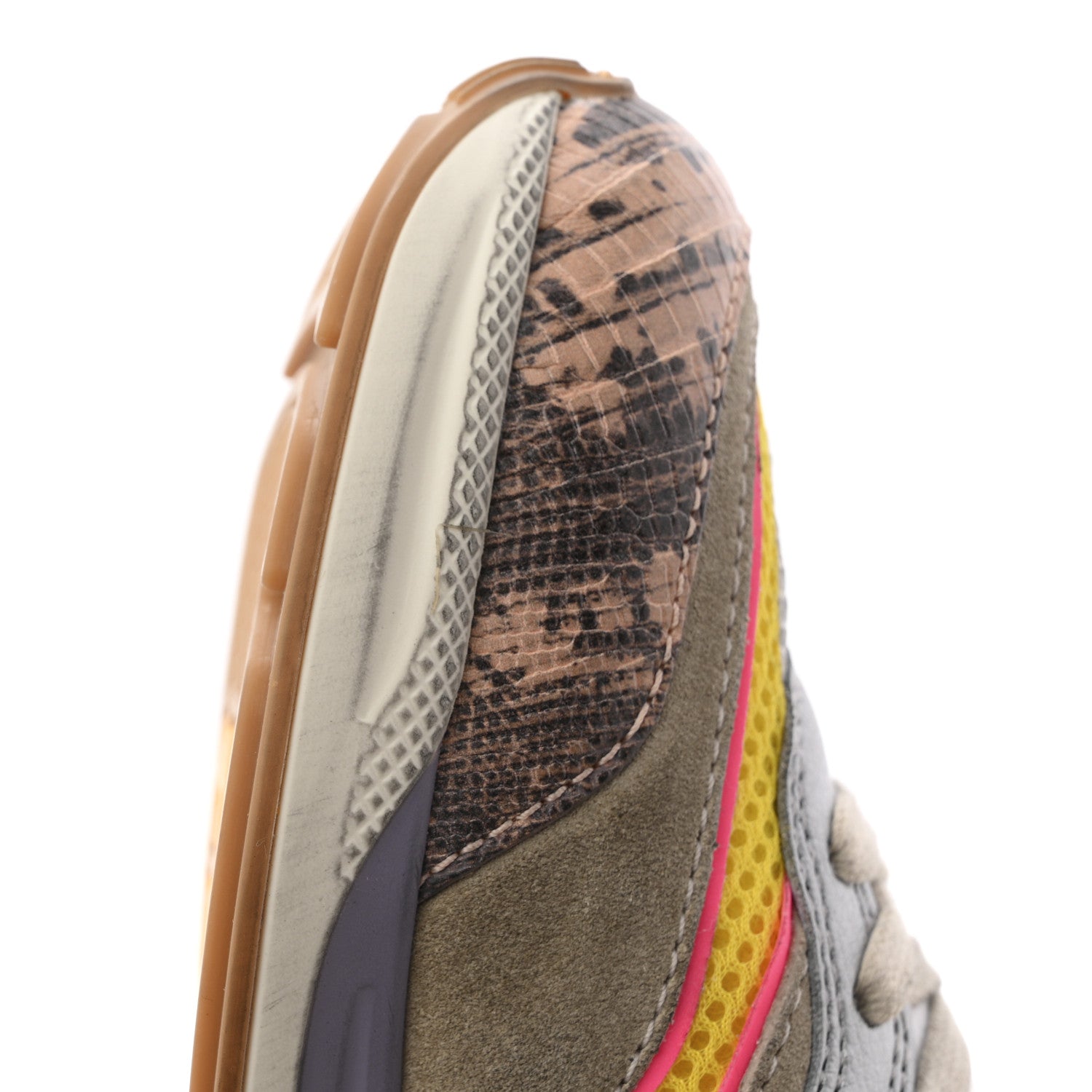Gucci Suede Calfskin Tejus Printed Womens Ultrapace Sneakers 37.5 Pink Silver Oatmeal Yolk 10 of 12