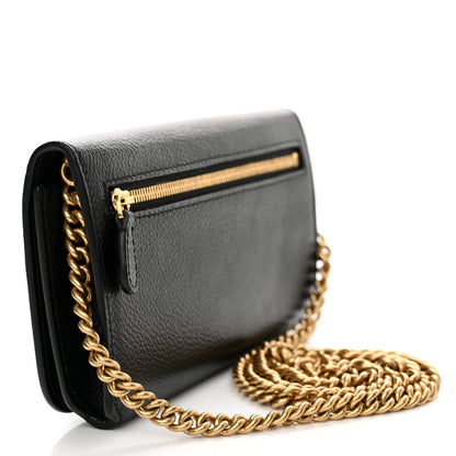 Balenciaga Grained Calfskin Logo Cash Phone Holder Wallet On Chain Black White 3 of 11