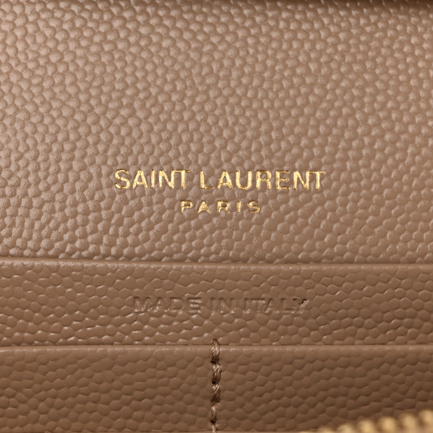 Saint Laurent Grain De Poudre Matelasse Chevron Monogram Chain Wallet Dark Beige 6 of 10