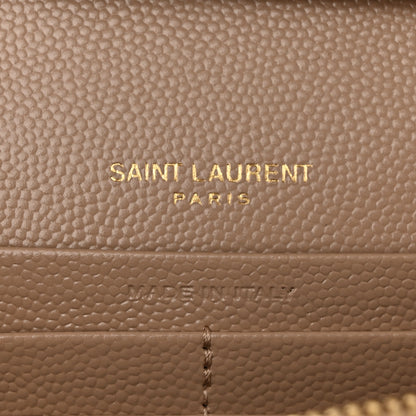 Saint Laurent Grain De Poudre Matelasse Chevron Monogram Chain Wallet Dark Beige 6 of 10