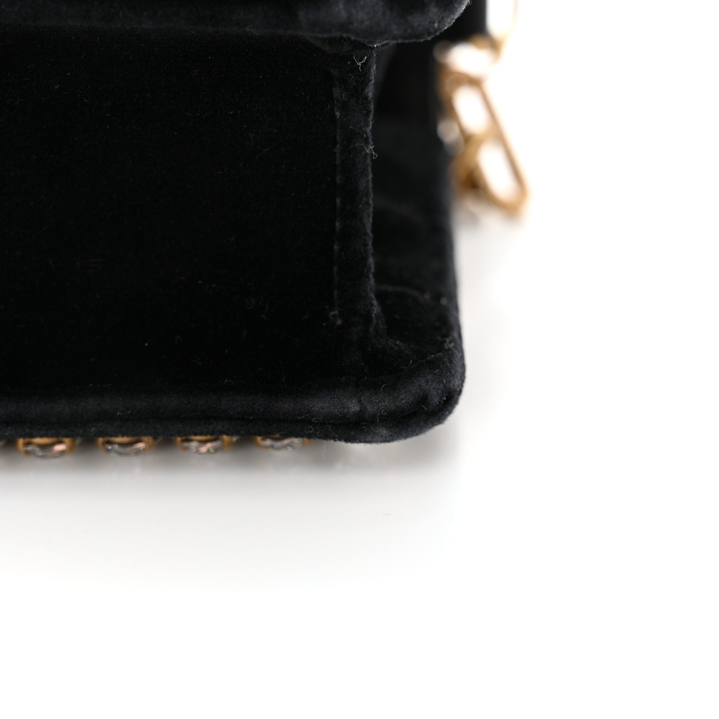 Velvet Crystal Mini Bee Broadway Shoulder Bag Black