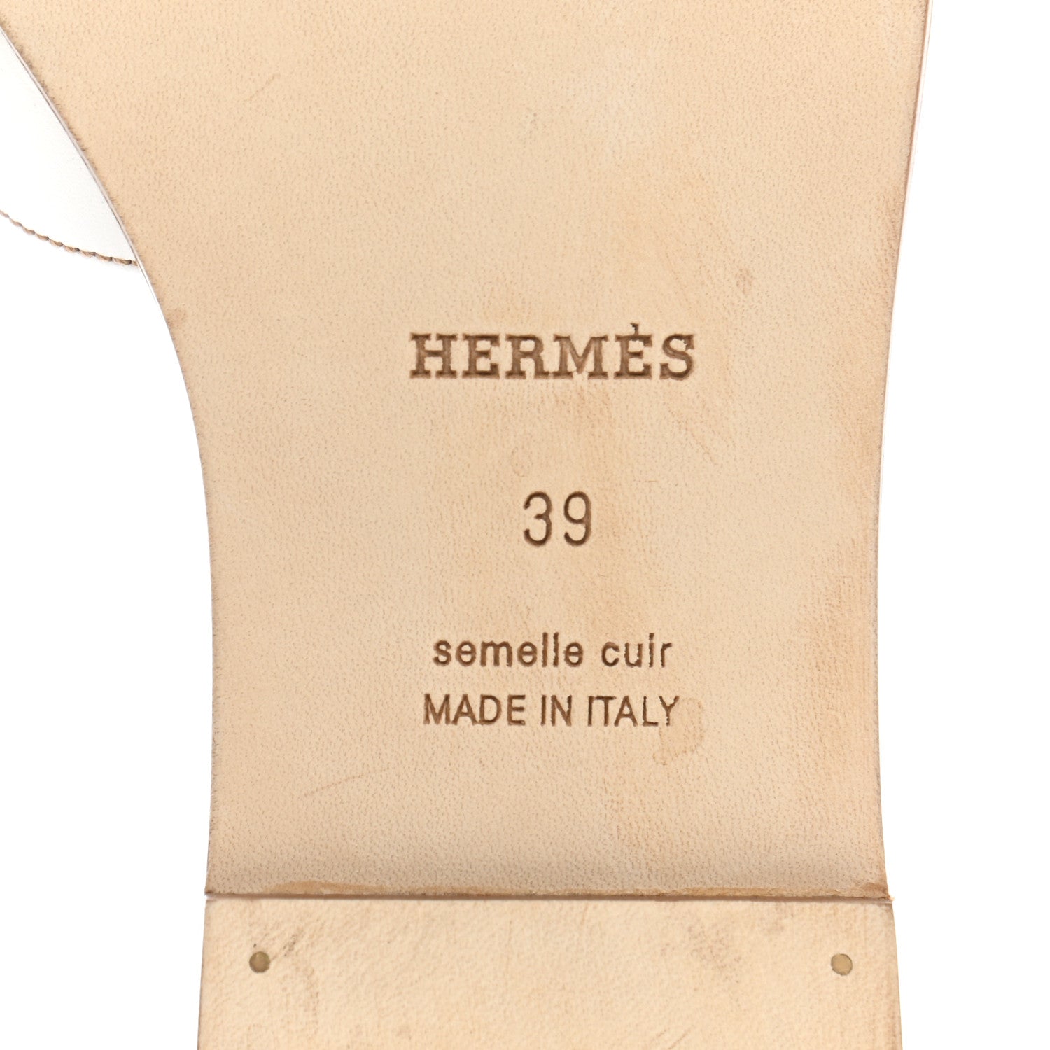 Hermes Box Calfskin Oran Sandals 39 White 6 of 8
