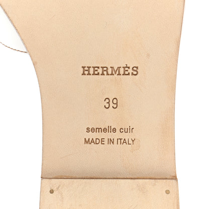 Hermes Box Calfskin Oran Sandals 39 White 6 of 8