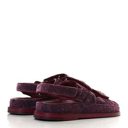 Chanel Velvet Velcro Dad Sandals 37.5 Pink 4 of 12