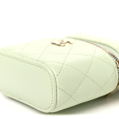 Chanel Caviar Quilted Small Handle With Care Vanity Case With Chain Light Green 10 of 10