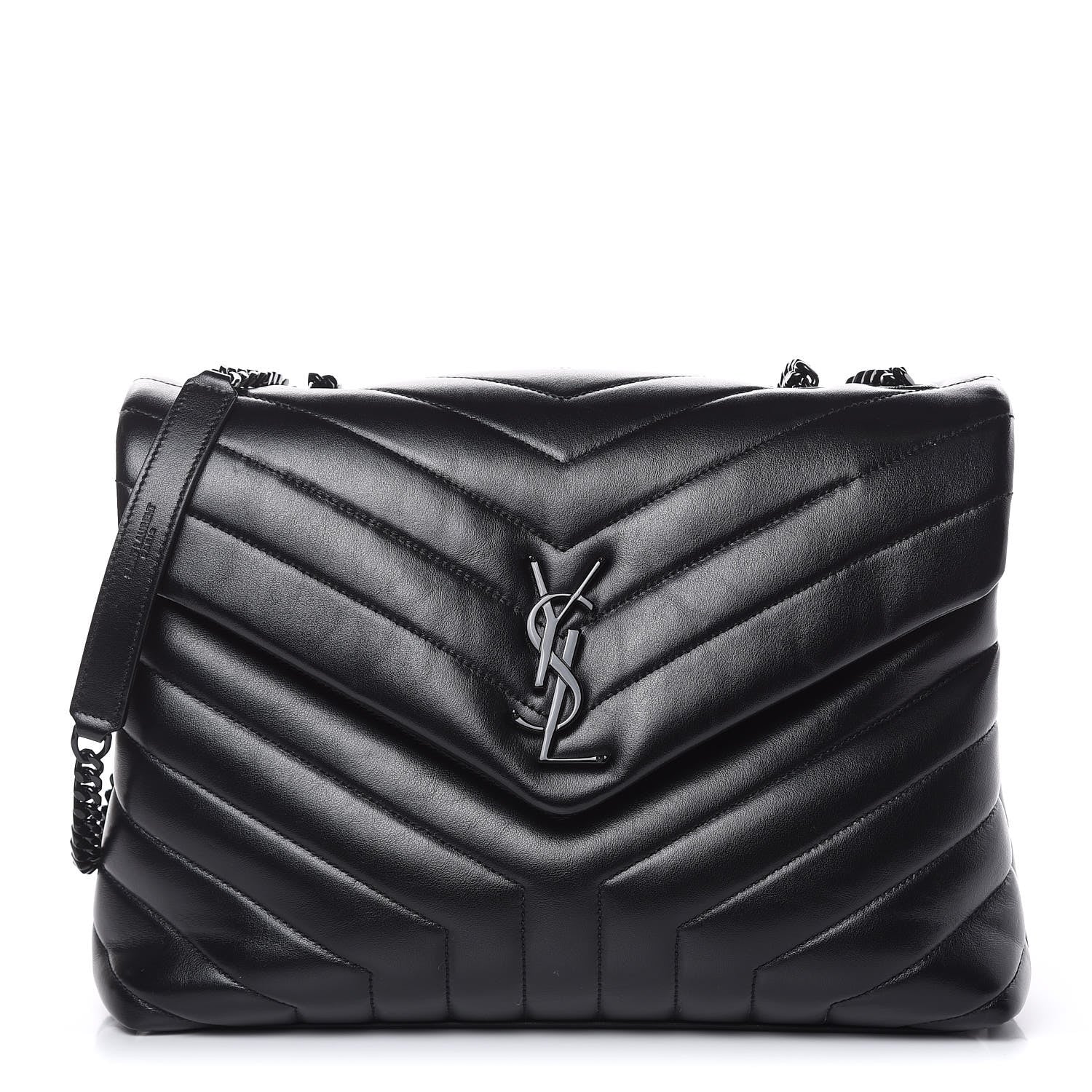 Saint Laurent Calfskin Y Quilted Monogram Medium Loulou Chain Satchel Black 1 of 15