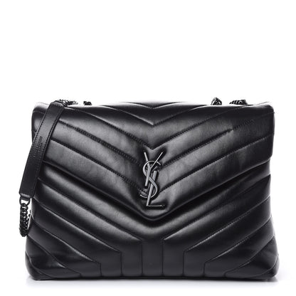 Saint Laurent Calfskin Y Quilted Monogram Medium Loulou Chain Satchel Black 1 of 15