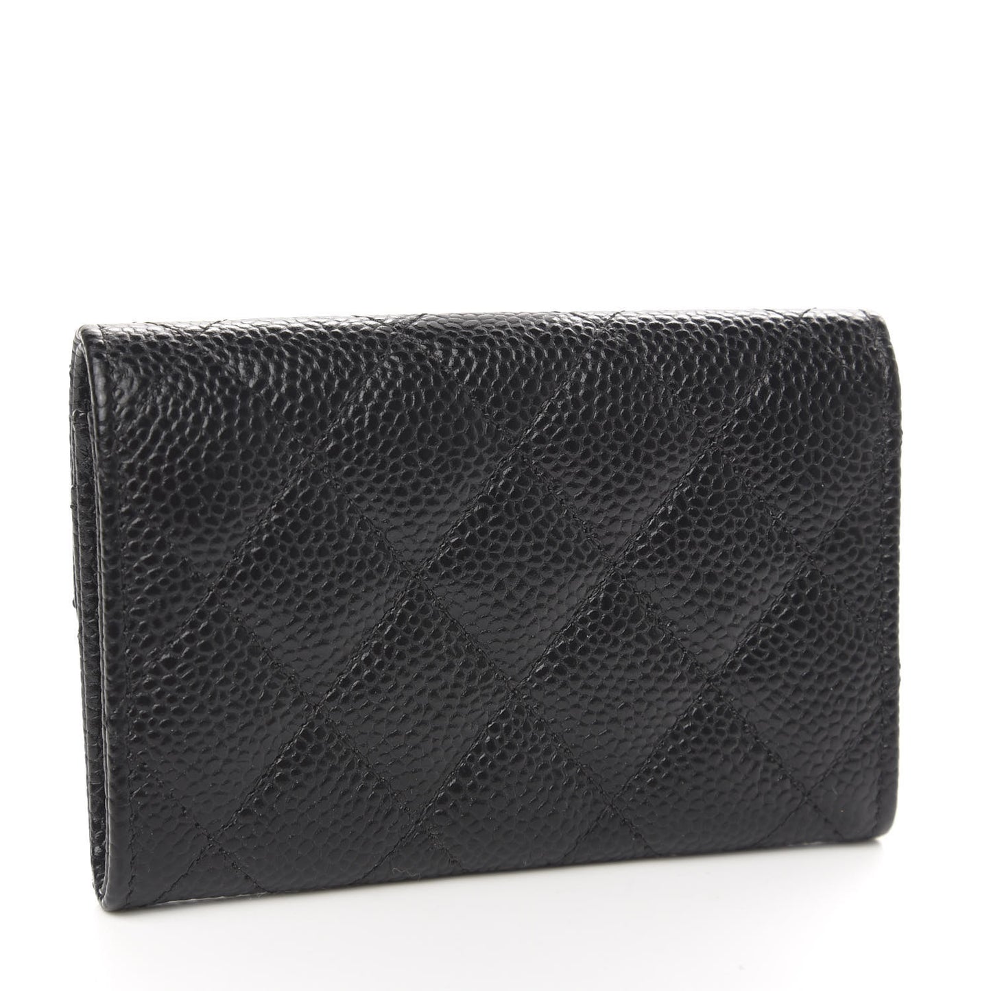 Caviar Quilted Flap Card Holder Black