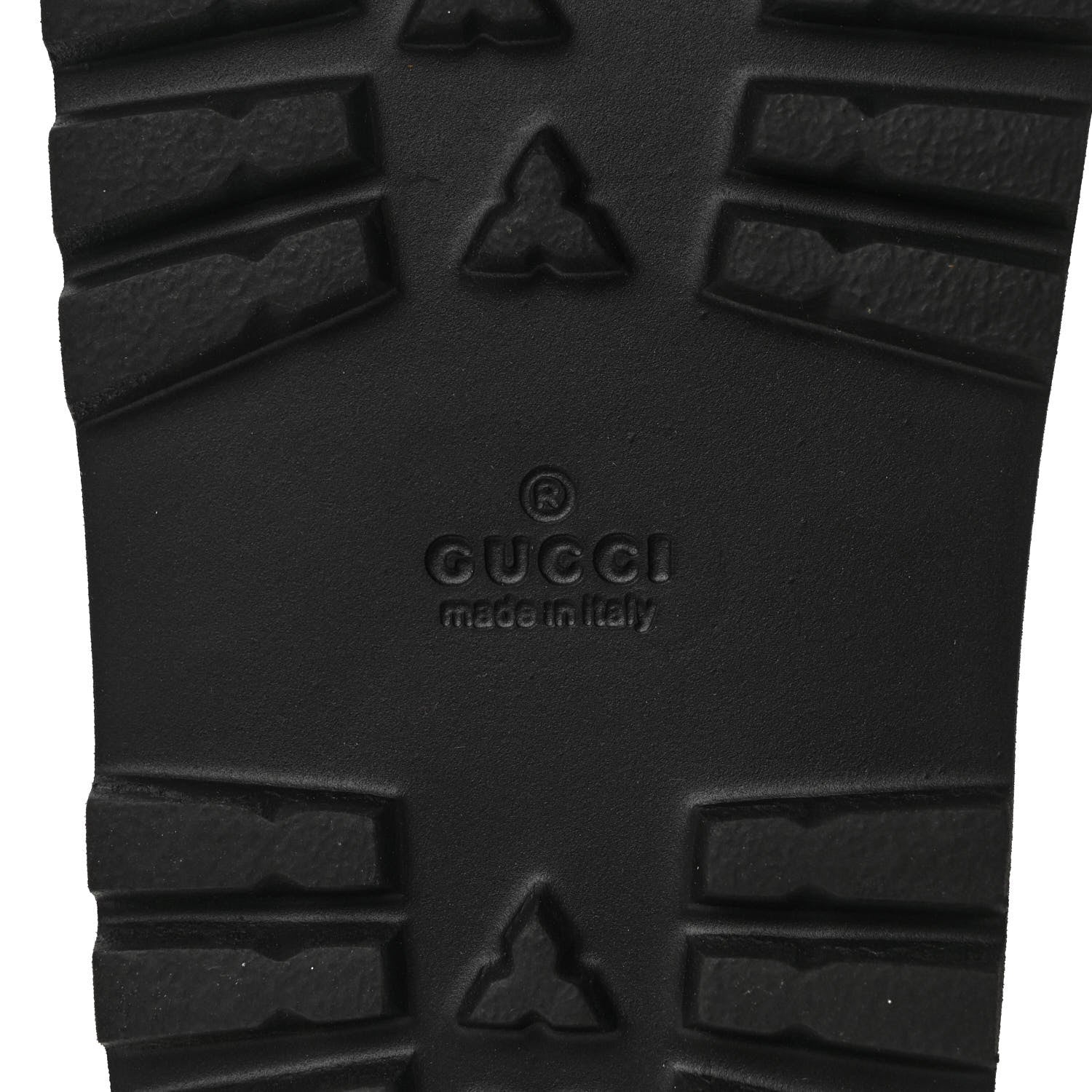 Gucci Rubber Web Mens Lug Sole Slide Sandals 8 Black Green Red 7 of 9
