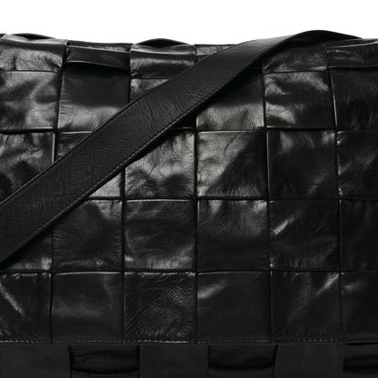 Bottega Veneta Paper Calfskin Maxi Intreccio Large Cassette Crossbody Bag Black 9 of 11