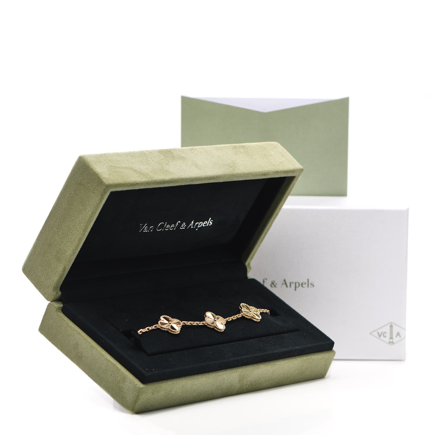 Van Cleef & Arpels 18K Yellow Gold 5 Motifs Guilloche Vintage Alhambra Bracelet 5 of 5