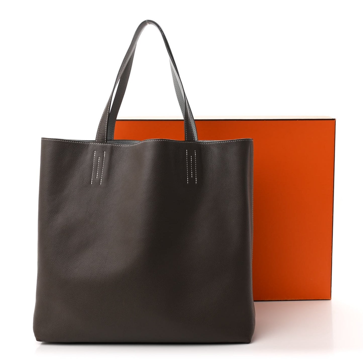 Taurillon Clemence Evercolor Double Sens 36 Reversible Tote Etain Bleu Glacier