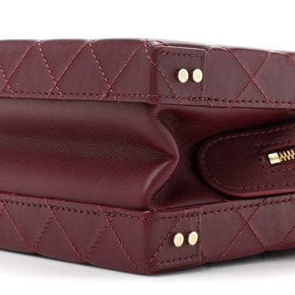 Chanel Calfskin Quilted Studded Square Vanity Case Burgundy 8 of 14