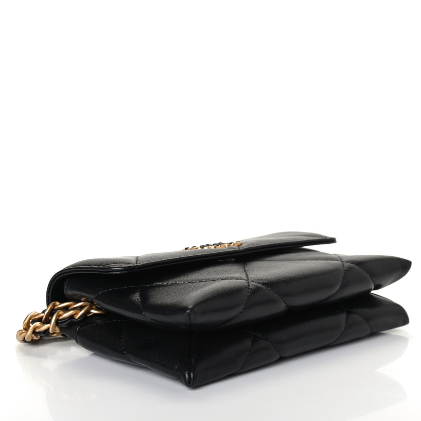 Lambskin Quilted Chanel 19 Flap Clutch Black