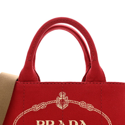 Prada Canapa Small Logo Tote Rosso Talco 5 of 11