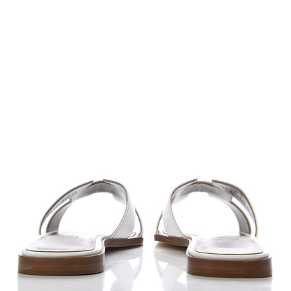 Hermes Box Calfskin Oran Sandals 39 White 4 of 10