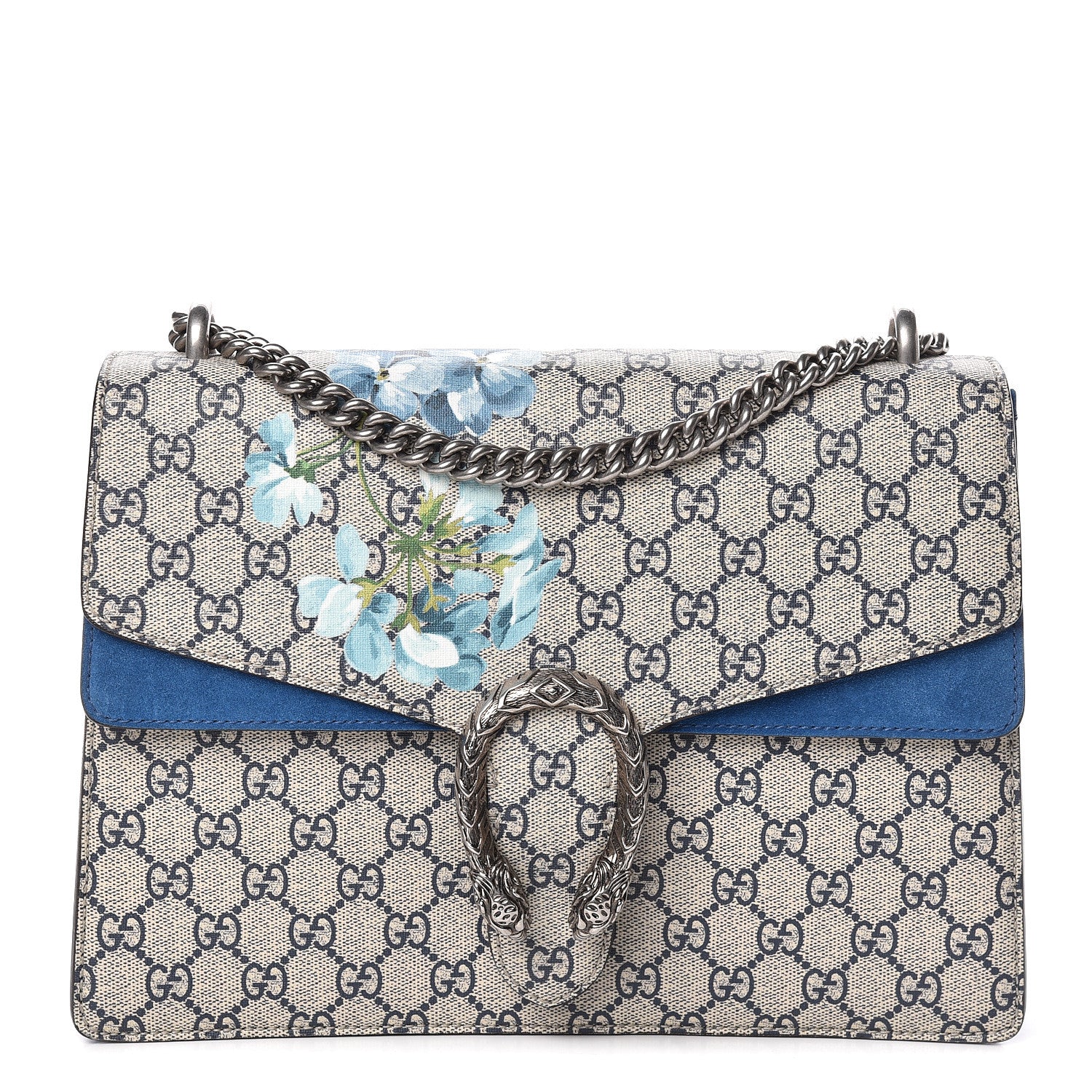 Gucci GG Supreme Monogram Blooms Medium Dionysus Shoulder Bag Beige Navy Vintage Blue 1 of 7