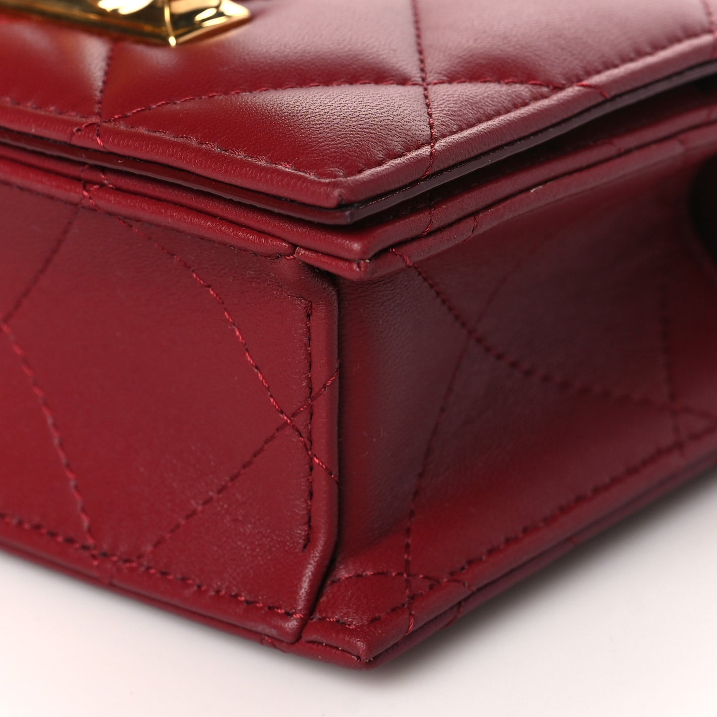 Lambskin Quilted Knuckle Shoulder Bag Red