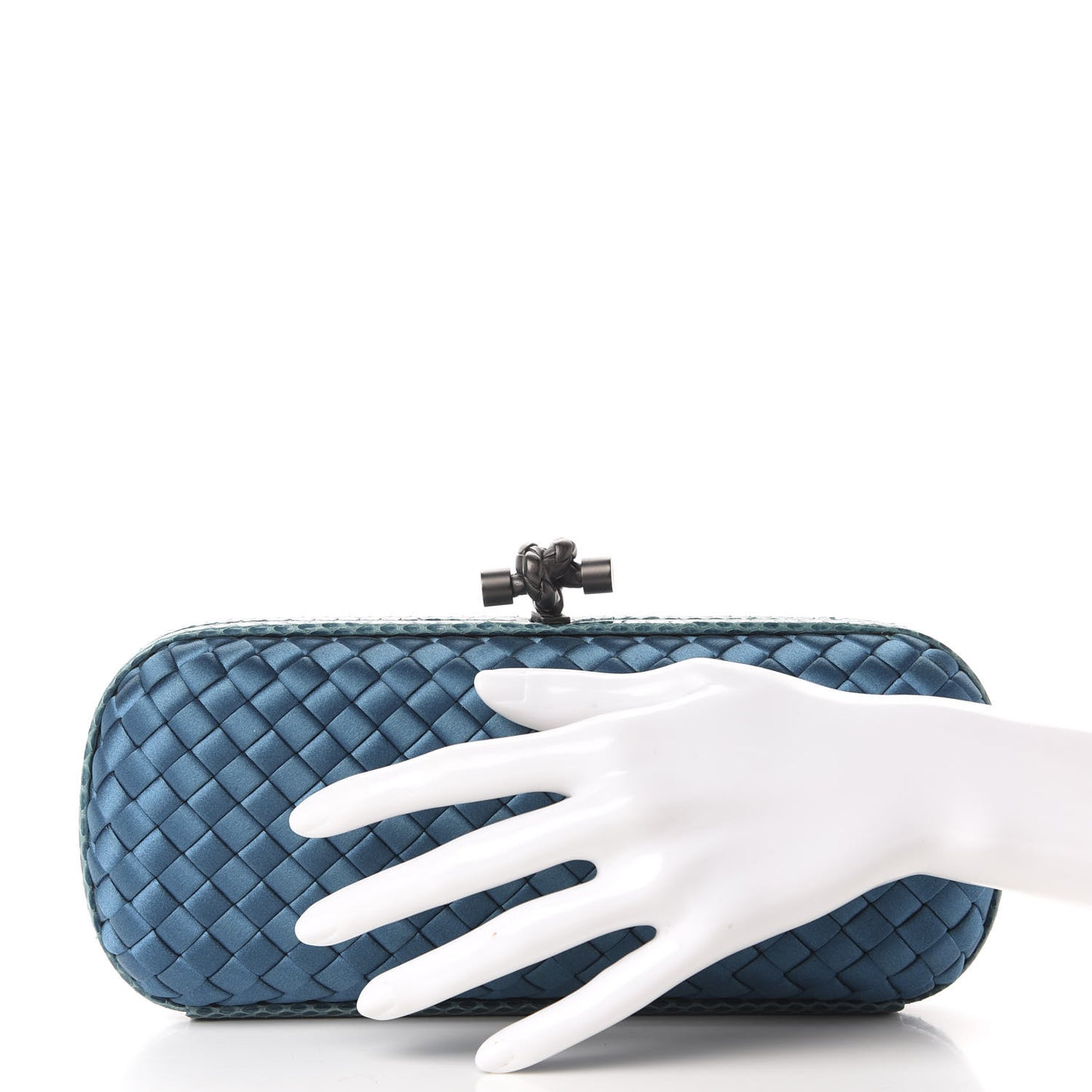 Satin Intreccio Impero Ayers Stretch Knot Clutch Turquoise