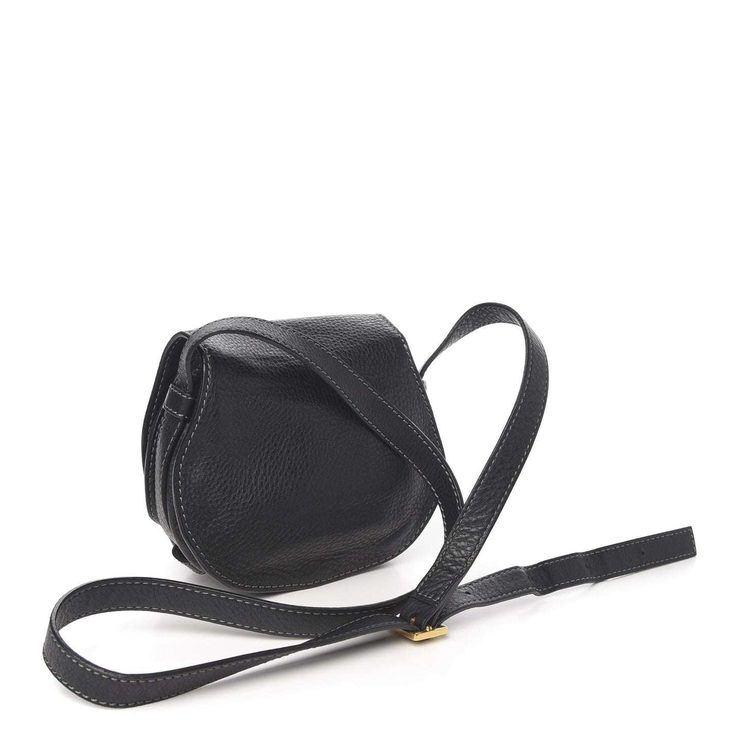 Calfskin Mini Marcie Round Crossbody Bag Black