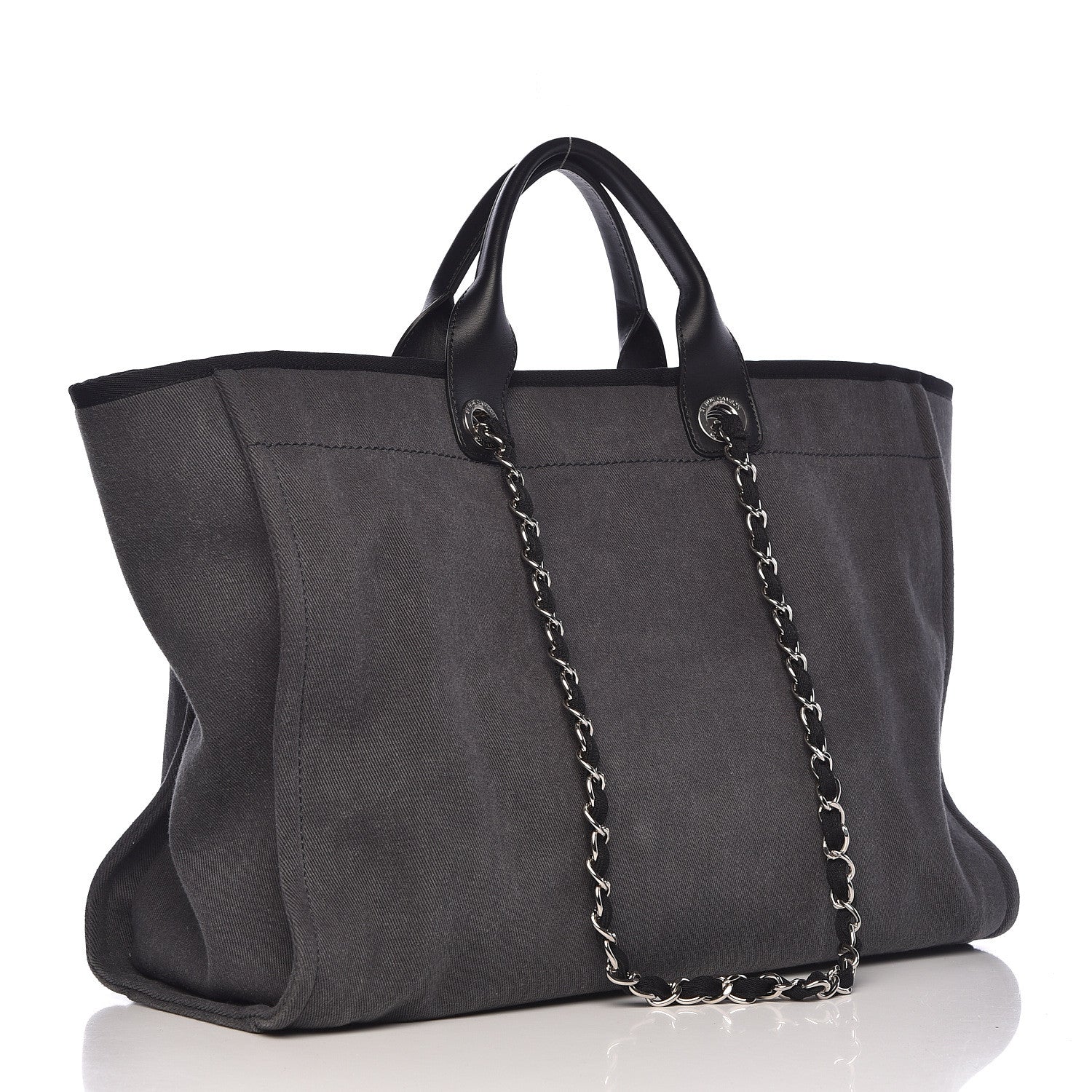 Chanel Canvas Sequin Large Deauville Tote Charcoal 4 of 11