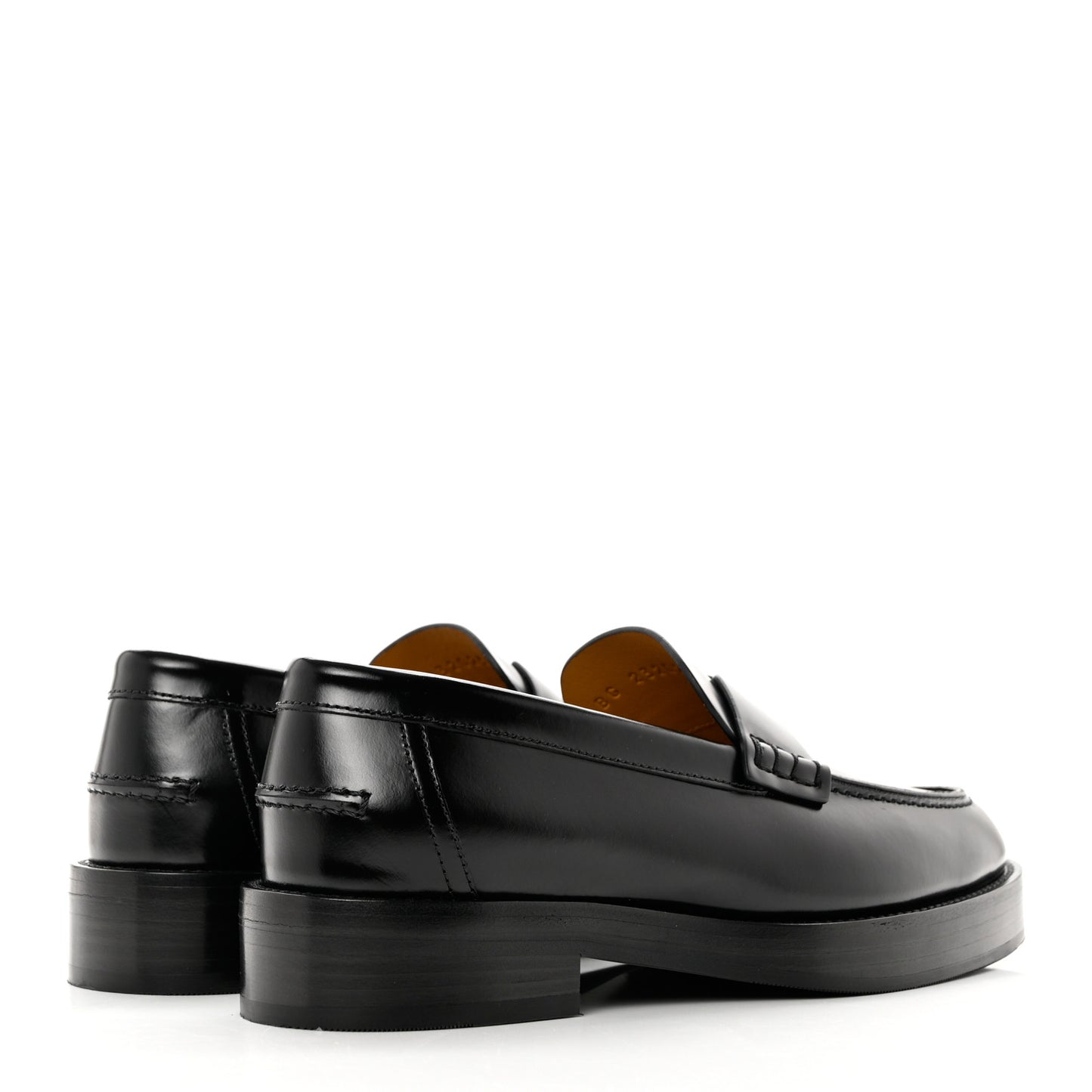 Glazed Calfskin Womens Hour Loafers 36 Black