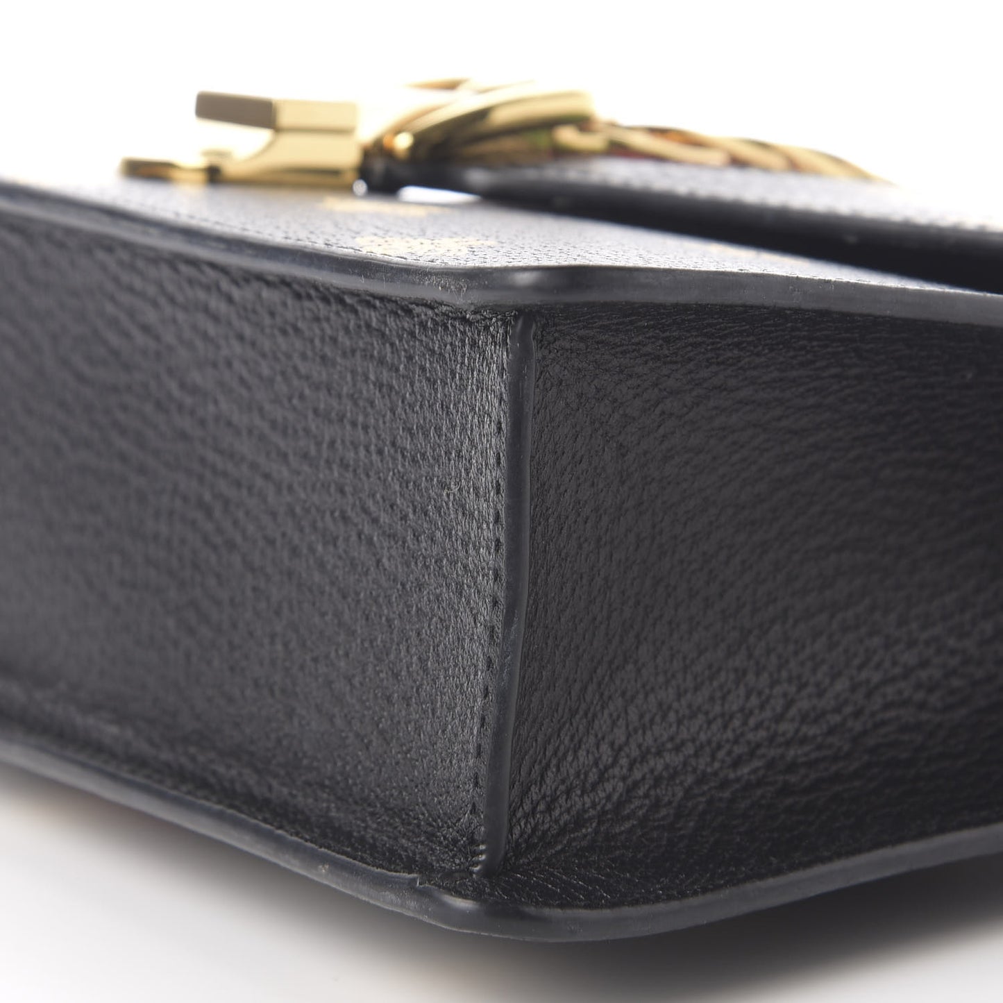 Textured Calfskin Bee Star Print Small Sylvie Shoulder Bag Black