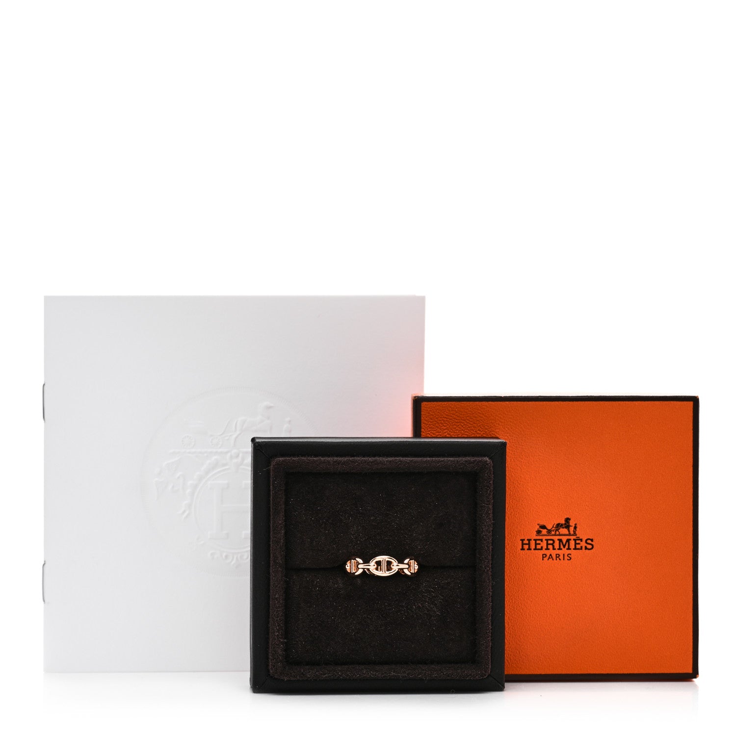 Hermes 18K Rose Gold PM Chaine D'Ancre Enchainee Ring 52 6 9 of 9