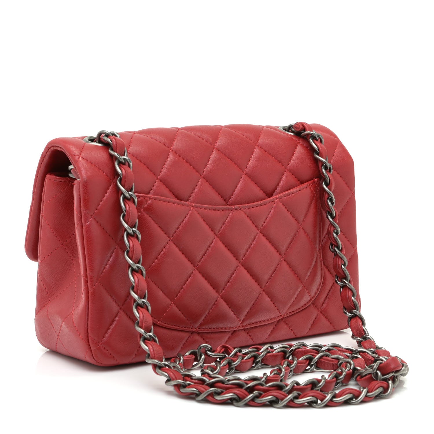 Chanel Lambskin Quilted Mini Rectangular Flap Red 3 of 12