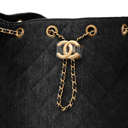 Chanel Washed Denim Quilted Medium Chanel 25 Handbag Black 16 of 21